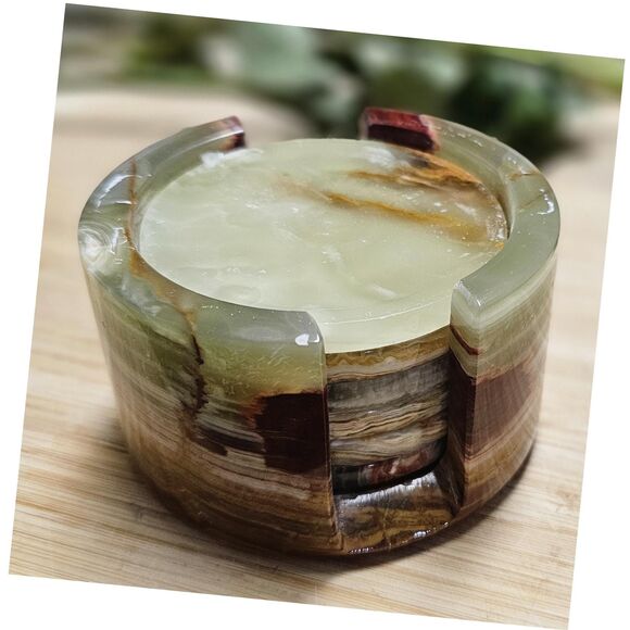 Green onyx coasters set with holder,handmade coasters for Christmas gift for her - Picture 1 of 10